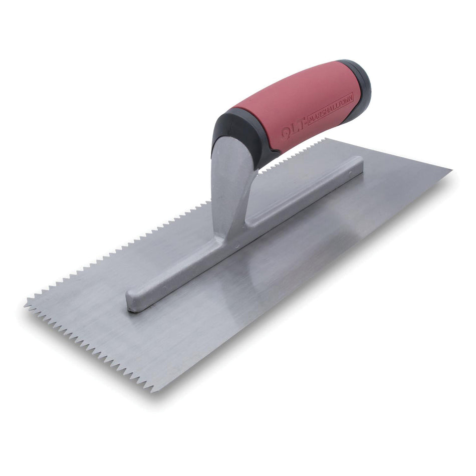 QLT® NT677 Trowel, 4-1/2 in W Blade, 11 in L Blade, V Notch, 3/16 x 5/32 in Notch, Steel Blade, Curved Handle