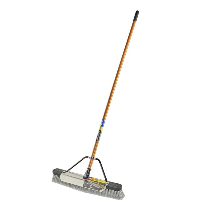 Quickie® Jobsite™ 857SUS Multi-Surface Push Broom With Scraper, 3-1/8 in L Trim, Wood Handle, 60 in L Handle