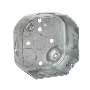 RACO® 127 Electrical Box, 4 in W, 1-1/2 in D, Octagonal, 4 -Knockout, 1/2 in, 3/4 in Knockout, Steel