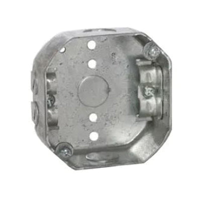 RACO® 146 Electrical Box, 4 in Dia, 3.563 in L, 3.563 in W, 1-1/2 in D, Octagonal, 3 -Knockout, 1/2 in Knockout, Steel