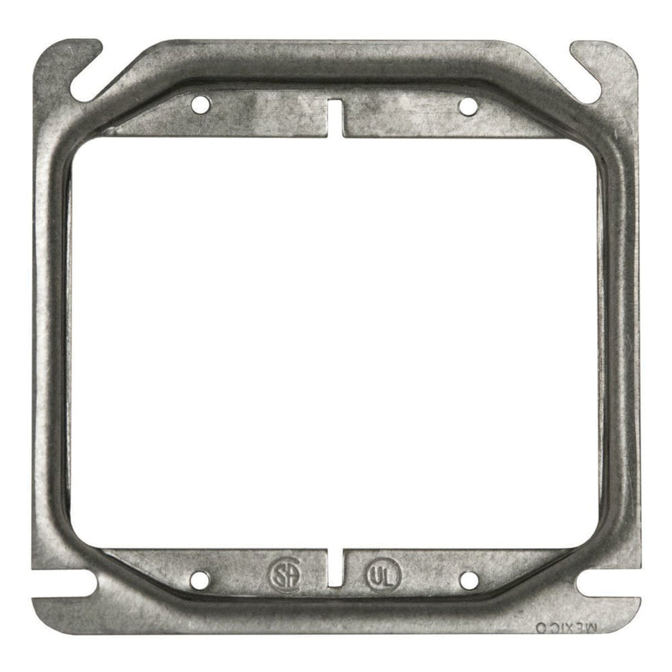 RACO® 8769 Raised Mud Ring Cover, 4 in L, 4 in W, 5/8 in D, 2 -Gang, Steel, Galvanized