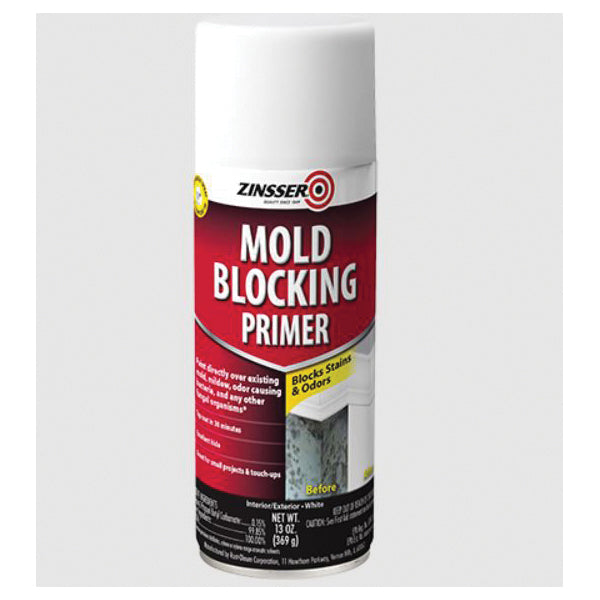 ZINSSER® 287512 Mold Blocking Primer, Blocking Primer, White, 8 to 10 sq-ft Coverage Area, 13 oz, Aerosol Spray