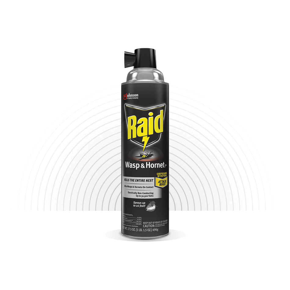 Raid® 51367 Wasp and Hornet Killer, Liquid, Outdoor, Sprayer Application, 17.5 oz, Aerosol Can