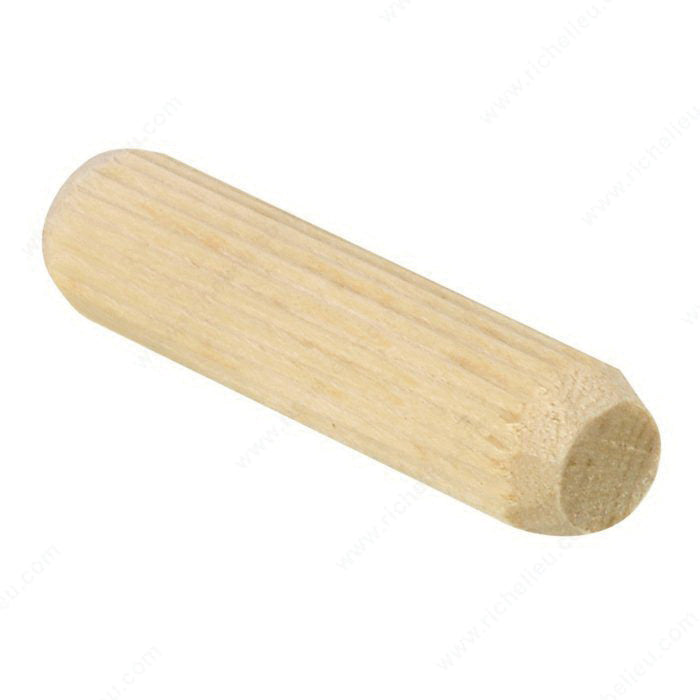 Richelieu 2912405 Plain Multi-Grooved Dowel Pin, Imperial, 5/16 in Dia Pin, 1-1/2 in Pin, Beech Wood