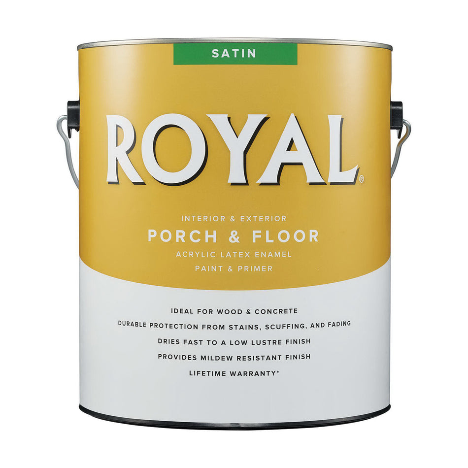 ROYAL® 202B410-6 Porch and Floor Paint, Ultra White, Low-Luster, 450 to 500 sq-ft Coverage Area, 1 gal