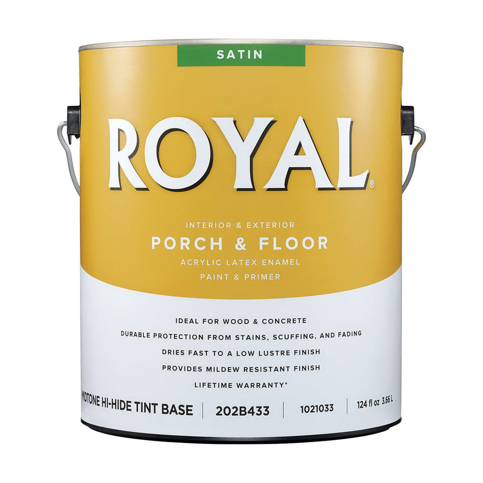 ROYAL® 202B433-6 Porch and Floor Paint, Mid Tone, Low-Luster, 450 to 500 sq-ft Coverage Area, 1 gal