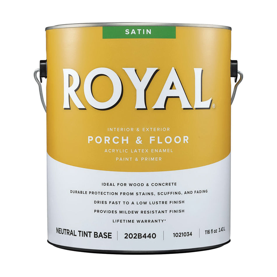 ROYAL® 202B440-1 Porch and Floor Paint, Neutral, Low-Luster, 450 to 500 sq-ft Coverage Area, 1 gal