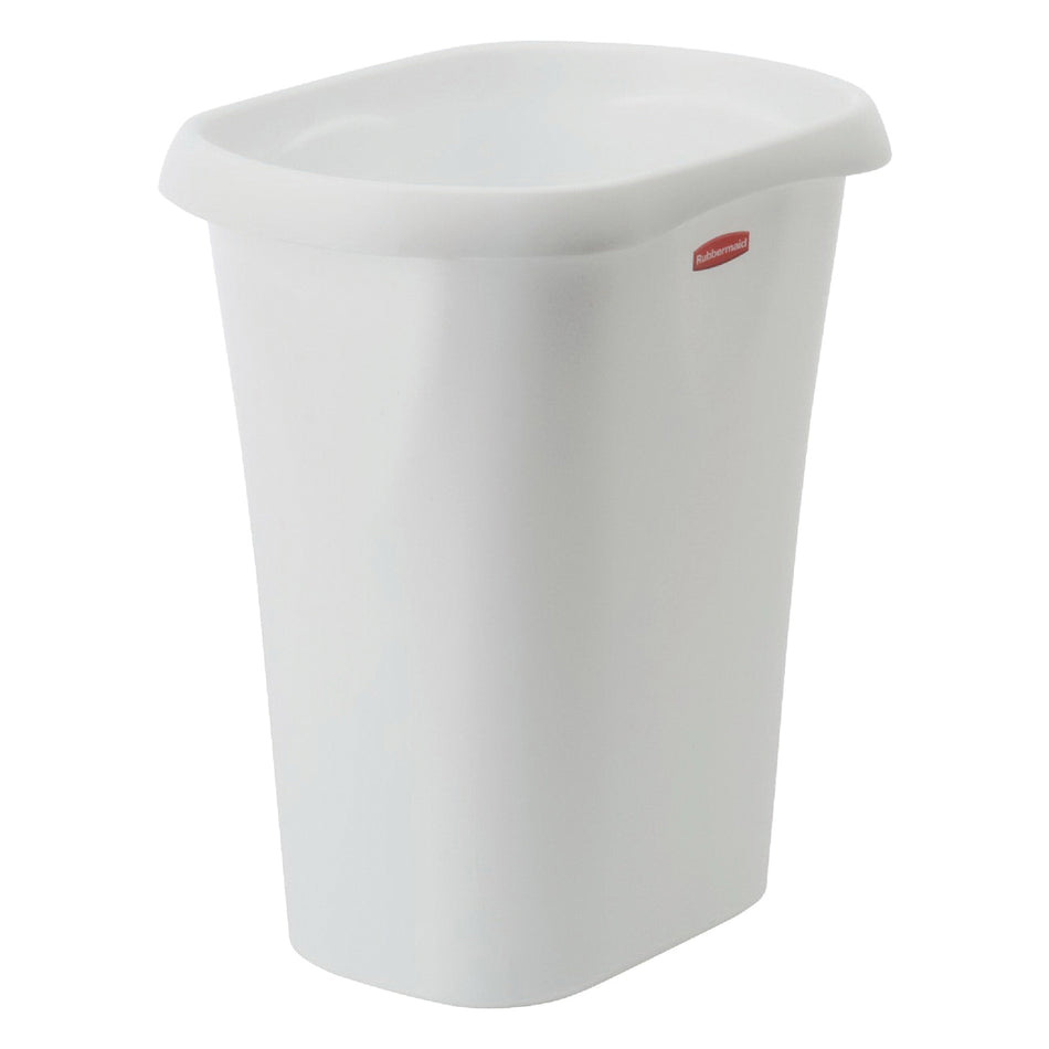 Rubbermaid® FG5L5100WHT Wastebasket, 12 qt Capacity, Plastic, White