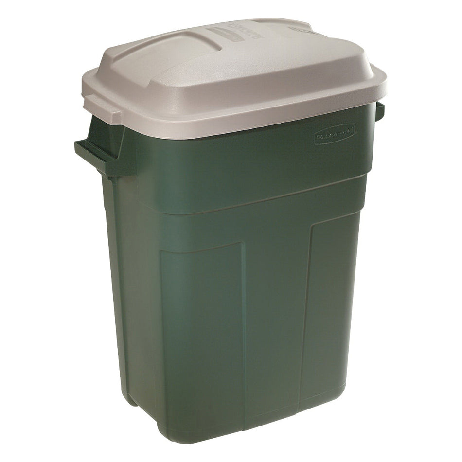 Rubbermaid® FG297900EGRN Trash Can With Lid, 30 gal Capacity, Detached Lid, Resin, Green