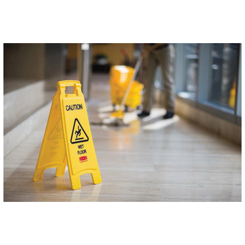 Rubbermaid® FG611277YEL Caution Sign, English, French, Spanish, 25 in H, 11 in W, Free-Standing Mounting