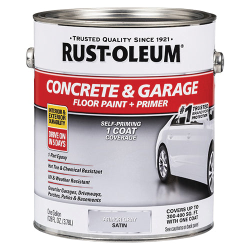 RUST-OLEUM® 225359 Floor Paint, Satin, Armor Gray, <50 g/L VOC, 1 gal