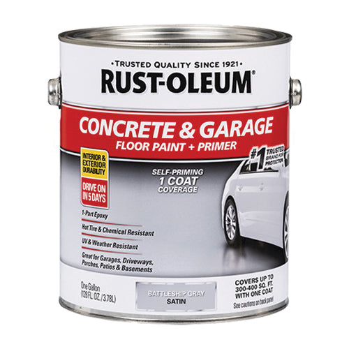 RUST-OLEUM® 225380 Floor Paint, Satin, Battleship Gray, <50 g/L VOC, 1 gal