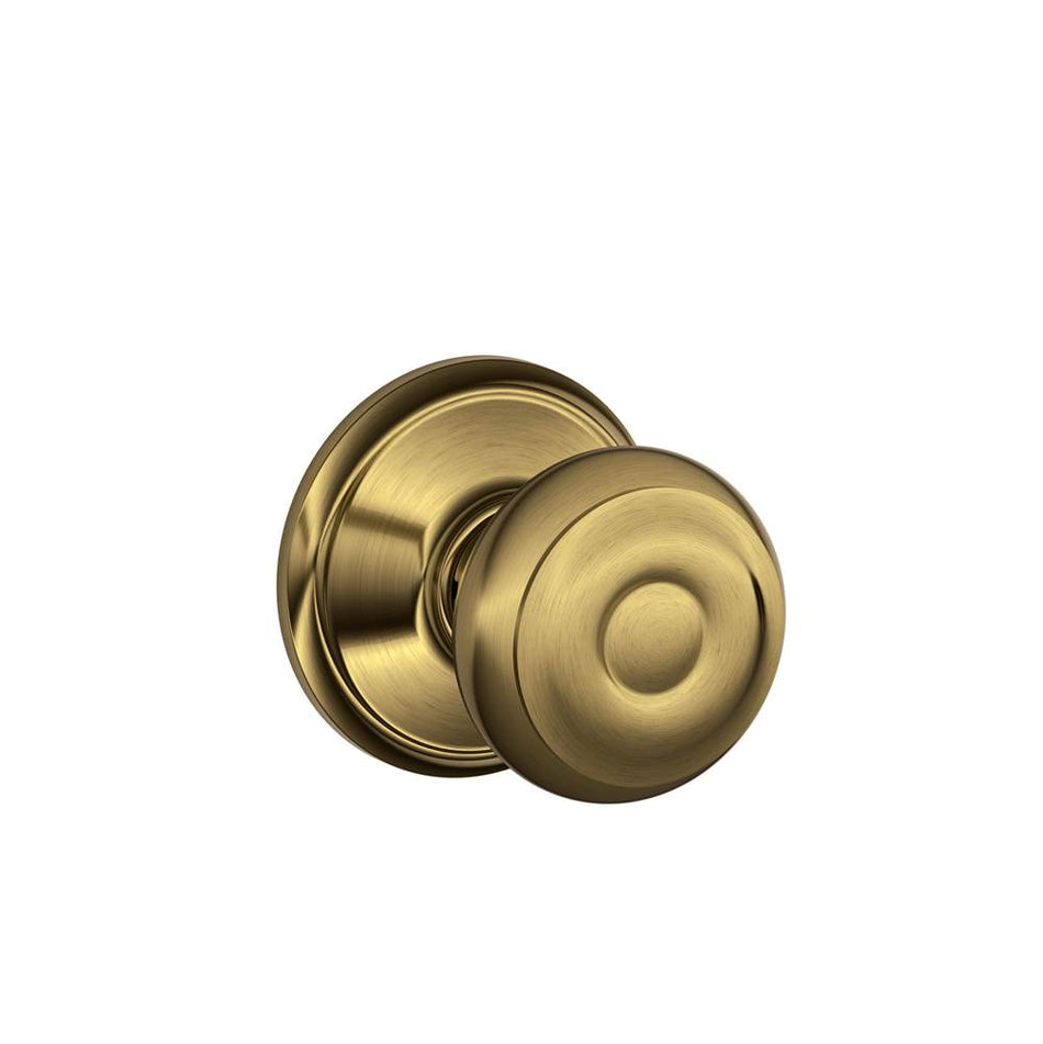 Schlage® F Series F10 V GEO 609 Georgian Knob With Camelot Trim Hall and Closet Lock, Knob Handle, Antique Brass