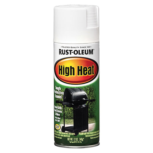 SPECIALTY 7751830 High Heat Spray Paint, Oil Base, Satin, White, 551 g/L VOC, 7 to 8 sq-ft/can Coverage Area, 12 oz