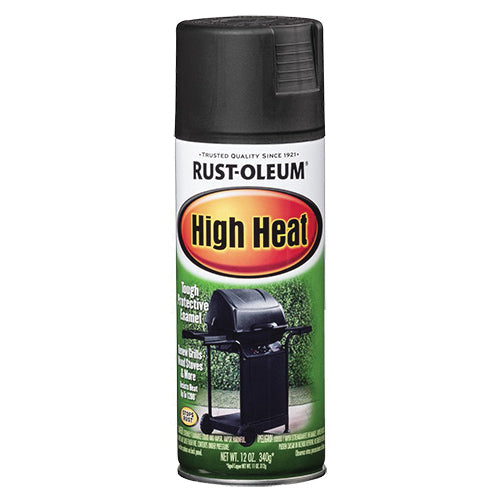 SPECIALTY 7778830 High Heat Spray Paint, Oil Base, Satin, Bar-B-Que Black, 583 g/L VOC, 7 to 8 sq-ft/can Coverage Area