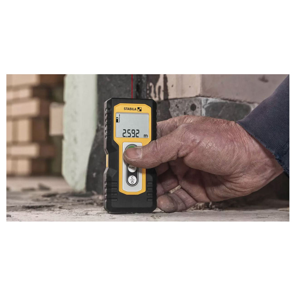 STABILA® 06220 Laser Distance Measurer, 0.2 to 30 m Measuring Range, 3 mm Accuracy