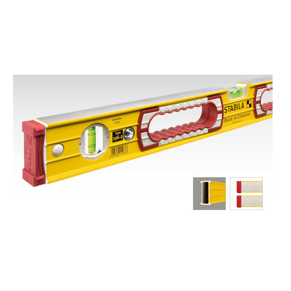 STABILA® 37832 Spirit Level Tiler Set, 32 in, 58 in L, 3-Vial, Aluminum Housing, 2-Piece