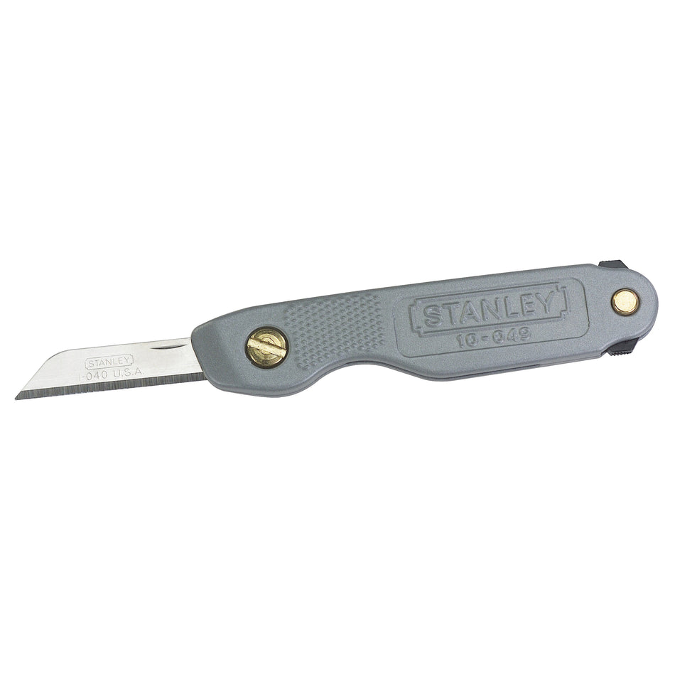 STANLEY® 10-049 Folding Pocket Knife, 1 -Blade, Stainless Steel Blade, Gray Handle, 4-1/4 in OAL