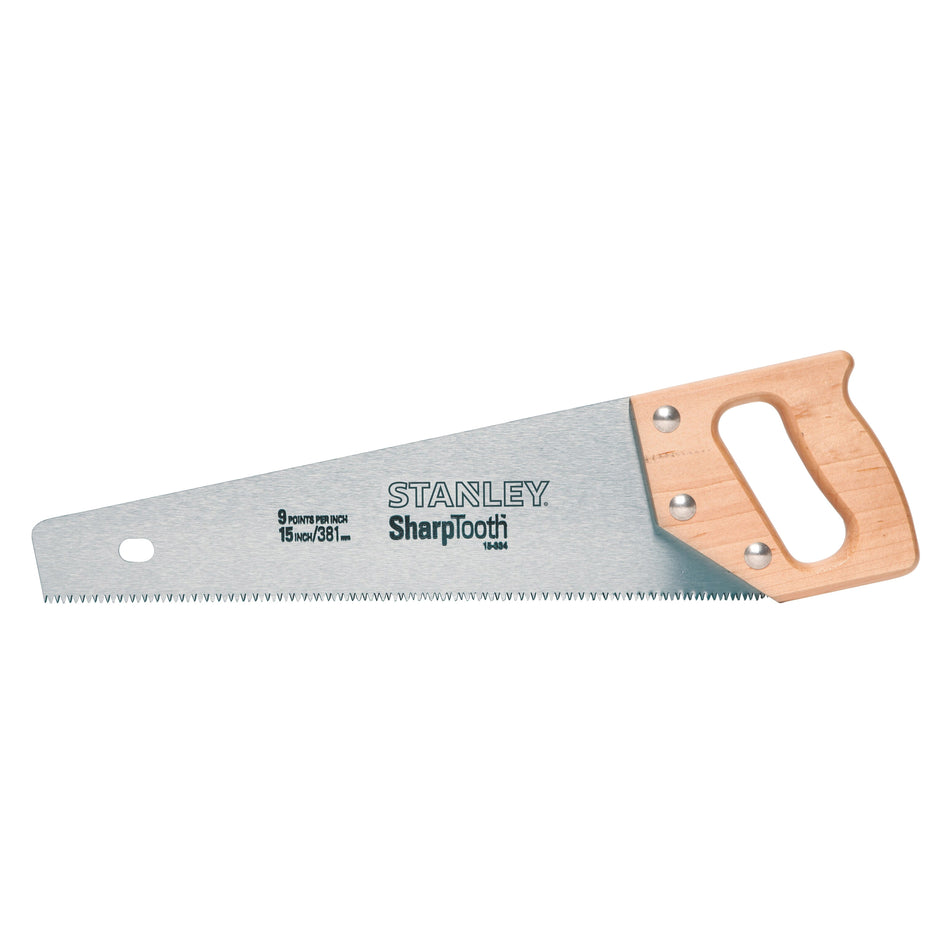 STANLEY® SHARPTOOTH™ 15-334 Hand Saw, 15 in L Blade, 3-Sided Teeth, 8 TPI TPI, Steel Cutting Edge, Steel Blade