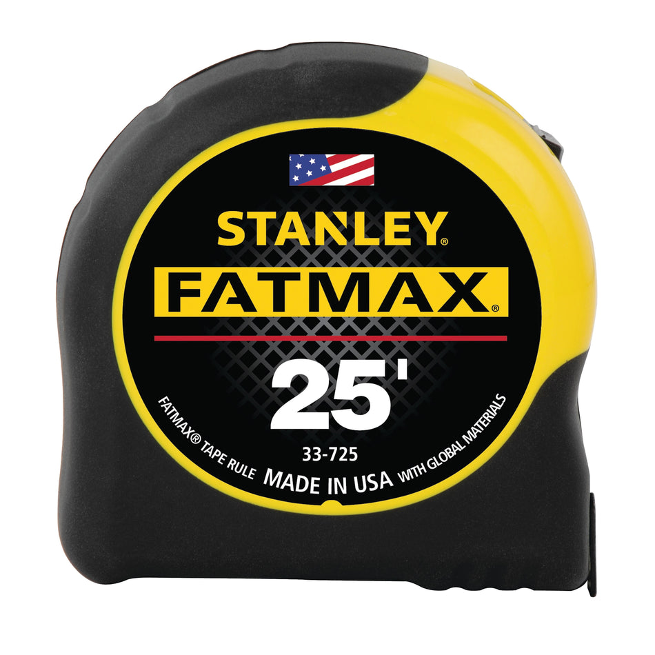 STANLEY® FATMAX® Classic Series 33-725 Tape Measure, 25 ft L Blade, 1/16 in Graduation, Steel Blade, Toggle Locking