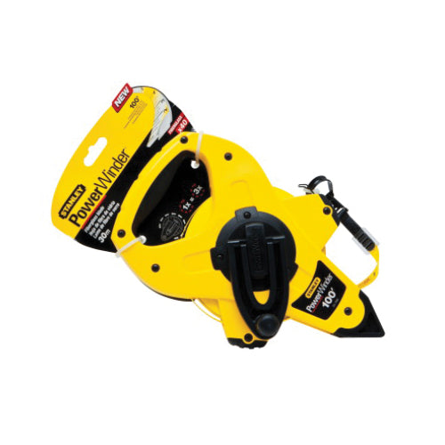 STANLEY® Powerwinder® 34760 Long Tape, 100 ft L Blade, 1/8 in, 1/10 ft, 1/100 ft Graduation, Fiberglass Blade