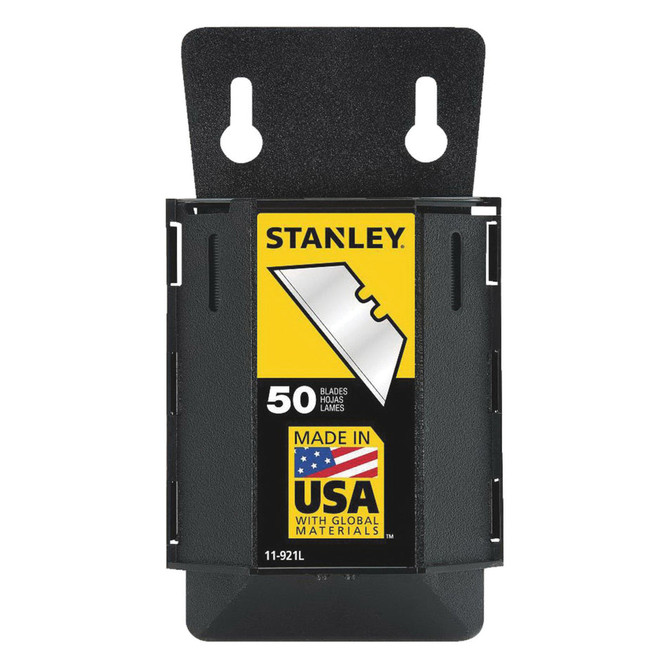 STANLEY® 1992® 11-921L Heavy-Duty Utility Blade With Dispenser, 2-7/16 in L, 3/4 in W, Carbon Steel, 50 -Piece