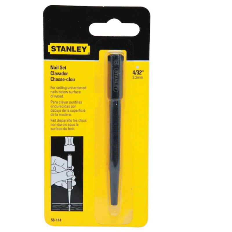 STANLEY® 58-114 Nail Set, 4/32 in Point, Steel Point