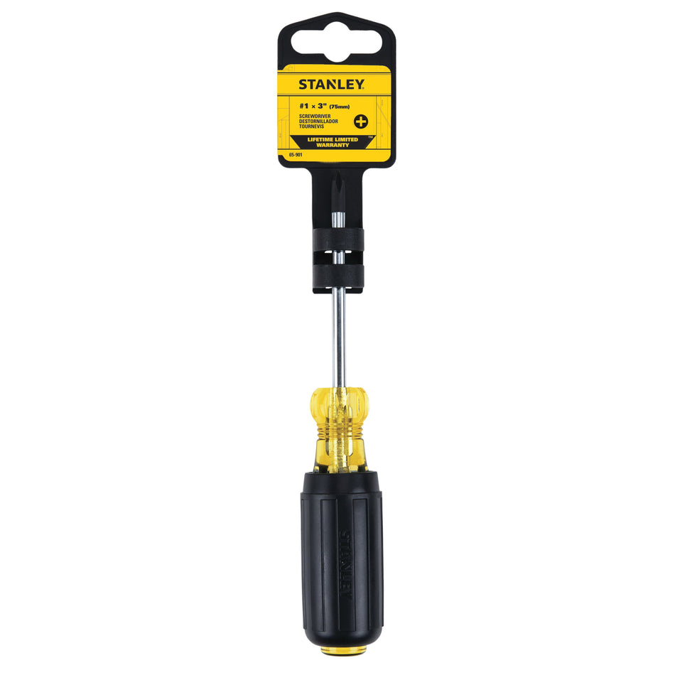 STANLEY® 65901 Screwdriver, Phillips® Point, #1 Point, 6-3/4 in OAL, Ergonomic Handle