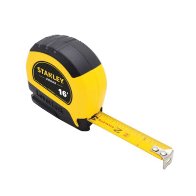 STANLEY® LEVERLOCK® STHT30812 Tape Measure, 16 ft L Blade, 1/32 in, 1/16 in Graduation, Steel Blade, Push Button Locking