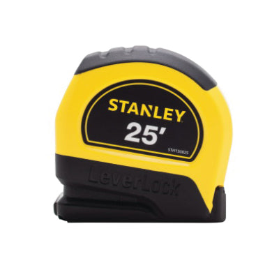 STANLEY® LEVERLOCK® STHT30825 Tape Measure, 25 ft L Blade, 1/16 in Graduation, Steel Blade, Push Button Locking