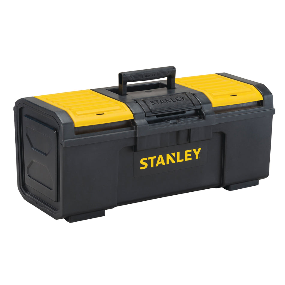 STANLEY® STST24410 Tool Box, 11 in W, 10.14 in H, 3 -Compartment, 1 -Tray, Plastic, Black/Yellow, Padlockable Locking, Folding Top, Soft Grip Handle