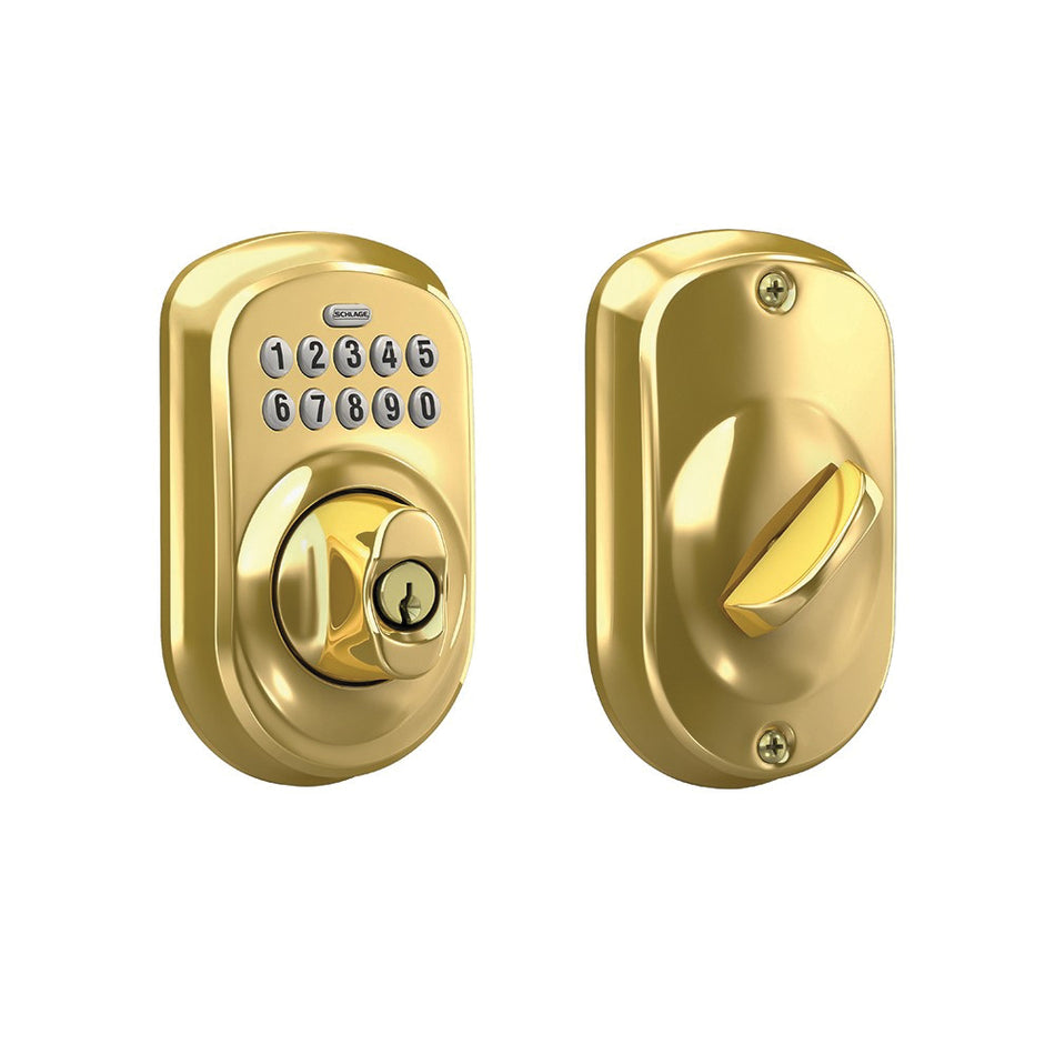 Schlage® BE Series BE365 V PLY 505 Deadbolt, Bright Brass, 2-3/8 to 2-3/4 in Backset