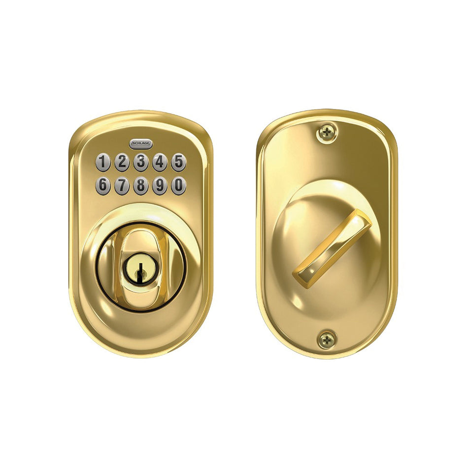 Schlage® BE Series BE365 V PLY 505 Deadbolt, Bright Brass, 2-3/8 to 2-3/4 in Backset