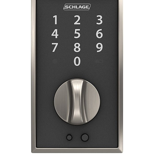 Schlage® Touch™ BE375 V CEN 619 Keyless Deadbolt, Metal, Satin Nickel, 2-3/8 to 2-3/4 in Backset