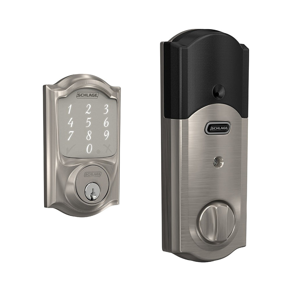 Schlage® Sense™ BE Series BE479AA V CAM 619 Smart Deadbolt, AAA Grade, Satin Nickel, 2-3/8 to 2-3/4 in Backset