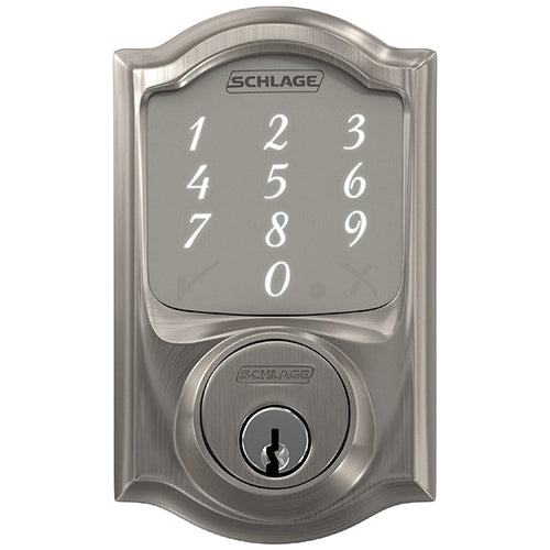 Schlage® Sense™ BE Series BE479AA V CAM 619 Smart Deadbolt, AAA Grade, Satin Nickel, 2-3/8 to 2-3/4 in Backset