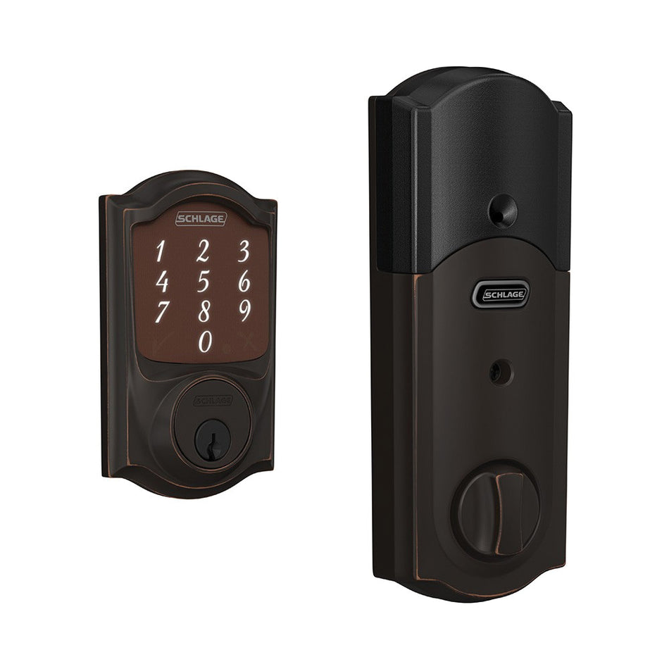 Schlage® Sense™ BE Series BE479AA V CAM 716 Smart Deadbolt, AAA Grade, Aged Bronze, 2-3/8 to 2-3/4 in Backset