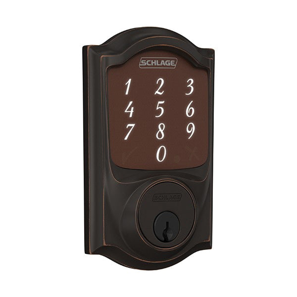 Schlage® Sense™ BE Series BE479AA V CAM 716 Smart Deadbolt, AAA Grade, Aged Bronze, 2-3/8 to 2-3/4 in Backset