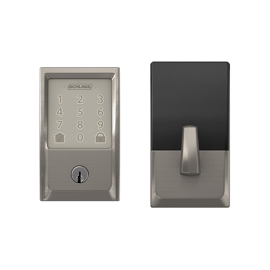 Schlage® Encode™ BE489WB V CEN 619 Smart Wi-Fi Deadbolt, AAA Grade, Satin Nickel, 2-3/8 to 2-3/4 in Backset