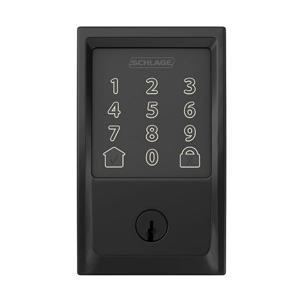 Schlage® BE489WB-V CEN 622 Smart WiFi Deadbolt With Camelot Trim, 1, AAA Grade, Zinc, Matte Black