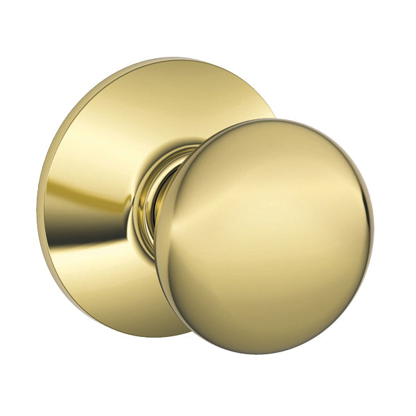 Schlage® F Series F10 V PLY 605 Plymouth Knob Hall and Closet Lock, Knob Handle, Bright Brass