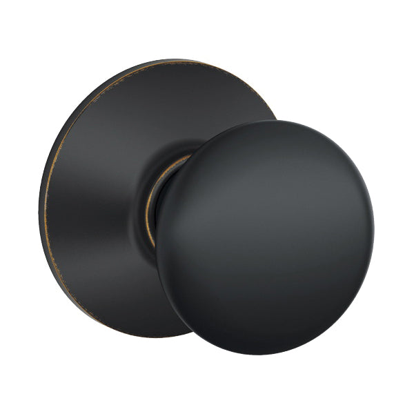 Schlage® F Series F10 V PLY 716 Plymouth Knob Hall and Closet Lock, Knob Handle, Aged Bronze