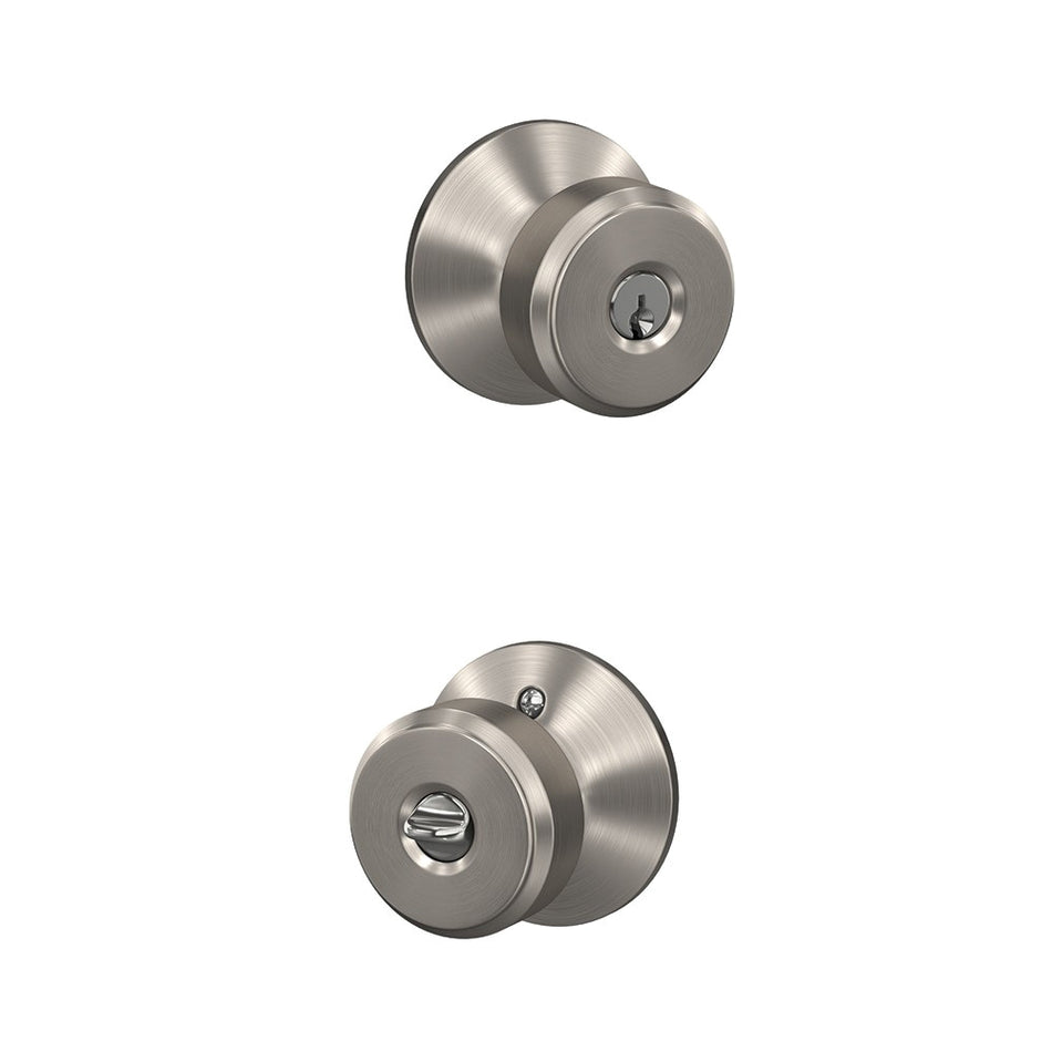 Schlage® F Series F51 V BWE 619 Bowery Entry Door Lock, AAA Grade, Keyed Key, Satin Nickel, 2-3/8 to 2-3/4 in Backset