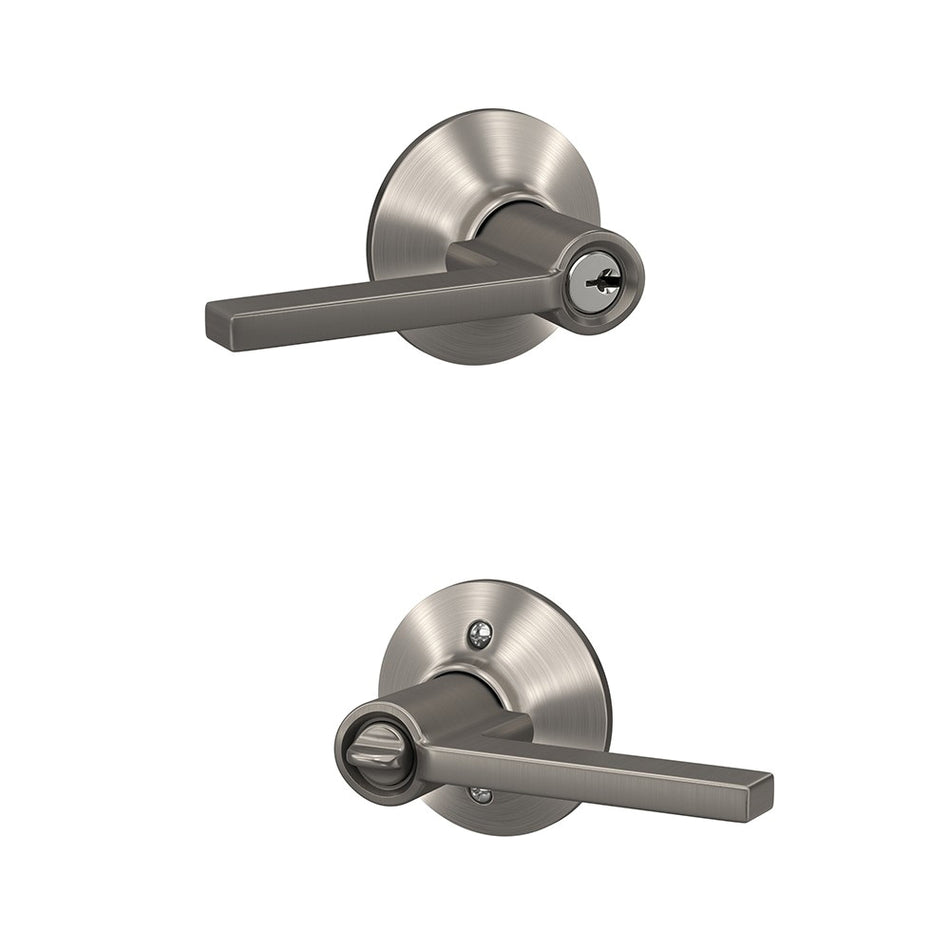 Schlage® F Series F51 V LAT 619 Latitude Entry Door Lock, AAA Grade, Keyed Key, Satin Nickel, Lever Handle, C Keyway