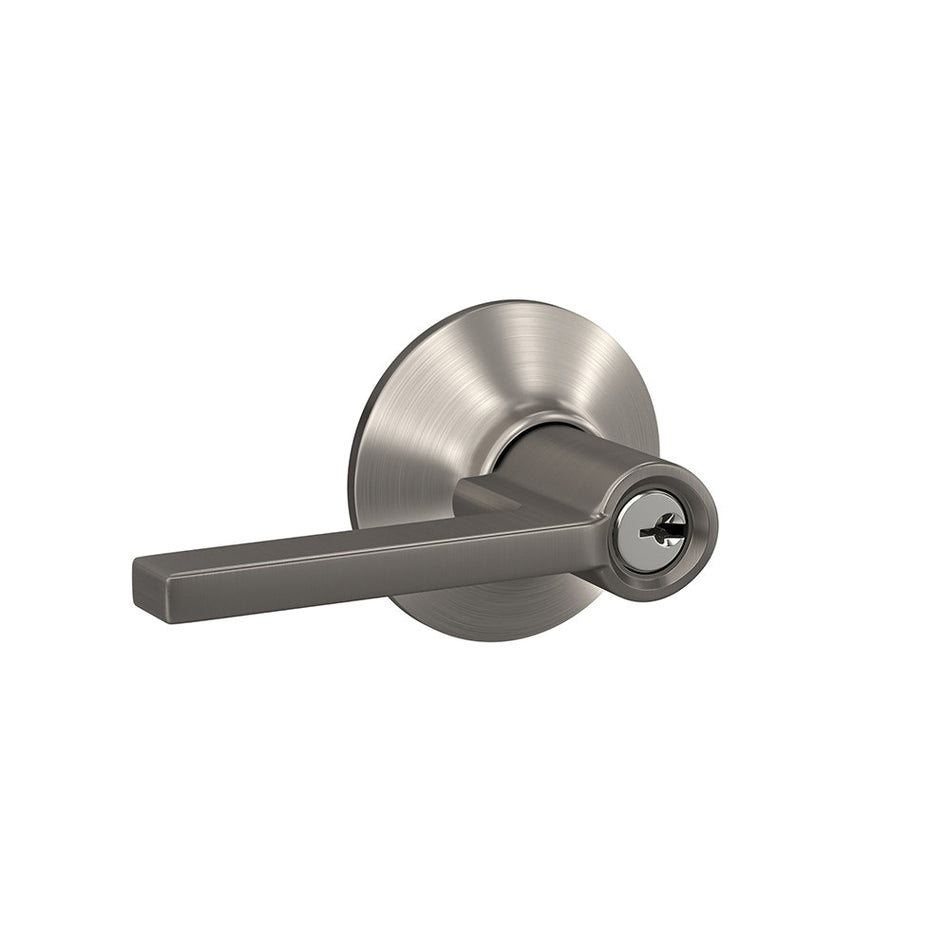 Schlage® F Series F51 V LAT 619 Latitude Entry Door Lock, AAA Grade, Keyed Key, Satin Nickel, Lever Handle, C Keyway