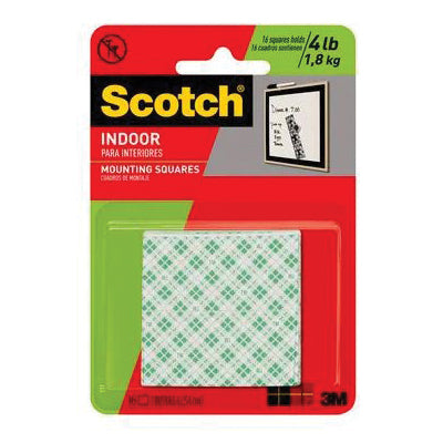 Scotch® 021200-01054 Mounting Square, 1 in W, 1 in L, White