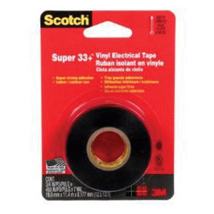 Scotch® Super 33+™ 021200-01964 Electrical Tape, 7 mil Thick, 3/4 in W, 450 in L, Black, Resin/Rubber Adhesive