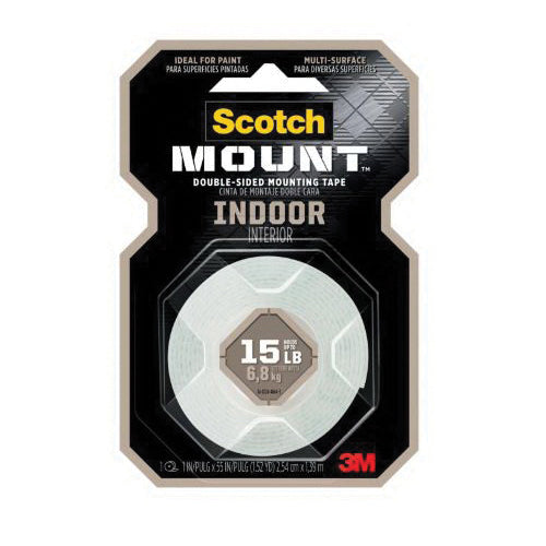 Scotch® Scotch-Mount™ 021200-47102 Double-Sided Mounting Tape, 1 in W, White