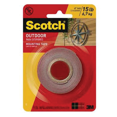 Scotch® 021200-47103 Mounting Tape, 1 in W, 60 in L, Gray, Foam Backing