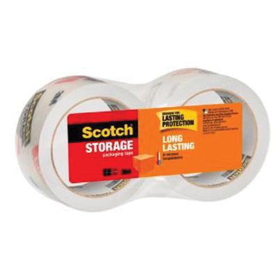 Scotch® 051131-64596 Long-Lasting Storage Packaging Tape, 1.88 in W, 54.6 yd L, Clear Tape, Acrylic Adhesive